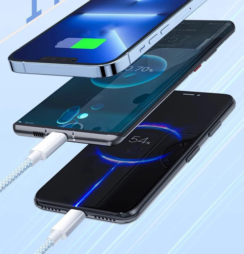 Cable de Carga Rápida 100W 3‑en‑1 — USB‑C / Micro USB / iPhone
