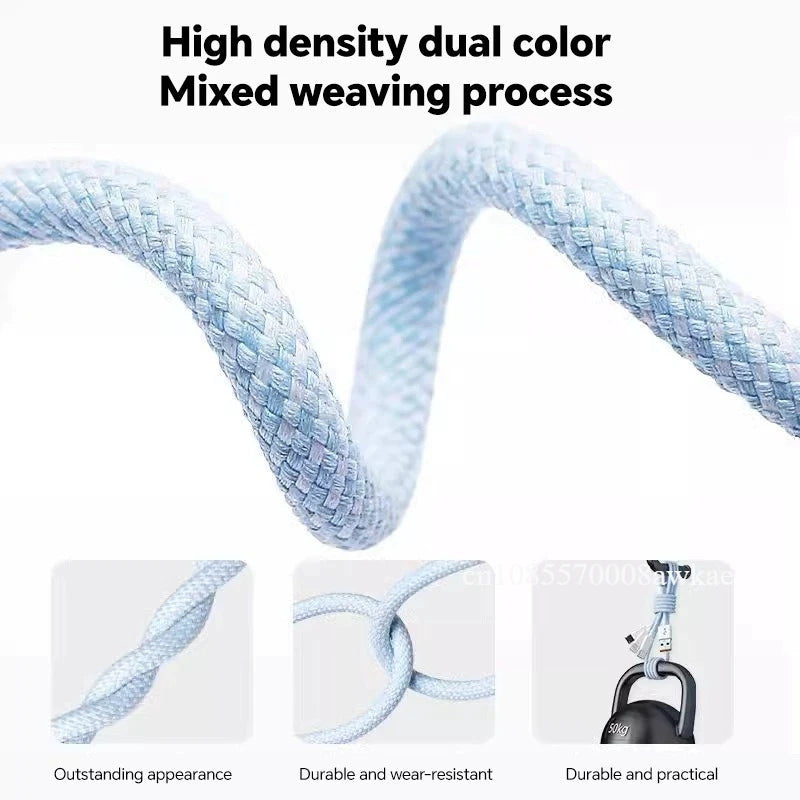 Cable de Carga Rápida 100W 3‑en‑1 — USB‑C / Micro USB / iPhone