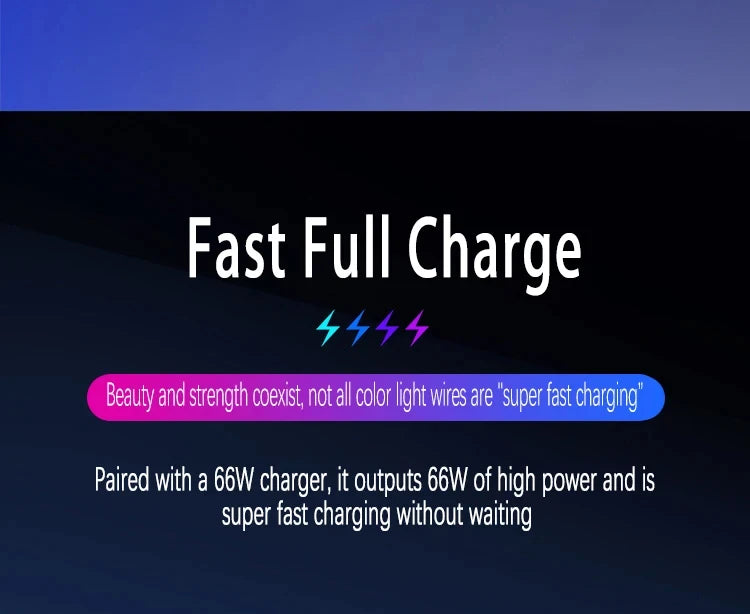 Cable de Carga Rápida 6A 3‑en‑1 con Luz RGB – USB‑C / Micro USB / iPhone (1.2m)