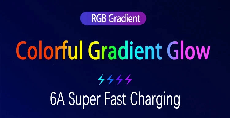 Cable de Carga Rápida 6A 3‑en‑1 con Luz RGB – USB‑C / Micro USB / iPhone (1.2m)