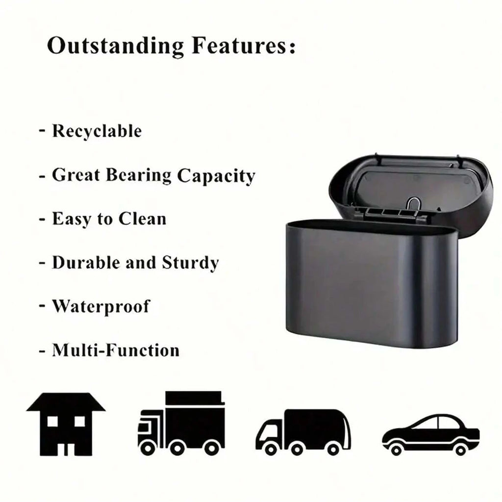 Cubo de Basura para Coche con Tapa + 4 Rollos | A Prueba de Fugas y Portátil