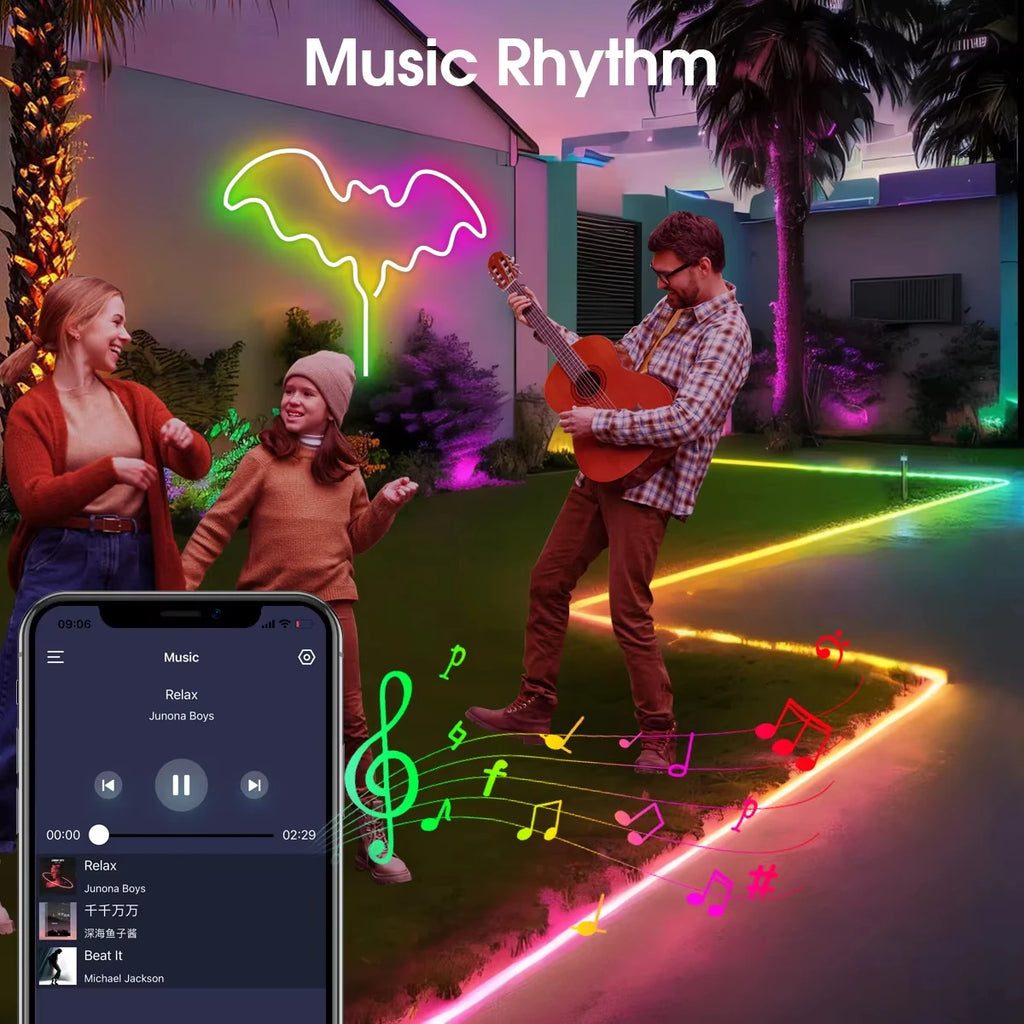 Tira LED RGBIC con App Bluetooth y Sincronización Musical – Impermeable