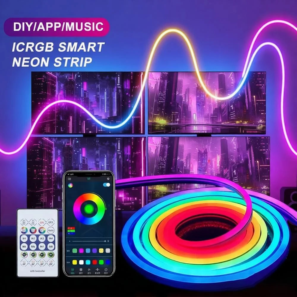 Tira LED RGBIC con App Bluetooth y Sincronización Musical – Impermeable