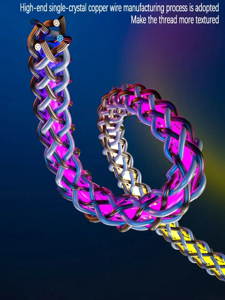 Cable de Carga Rápida 6A 3‑en‑1 con Luz RGB – USB‑C / Micro USB / iPhone (1.2m)