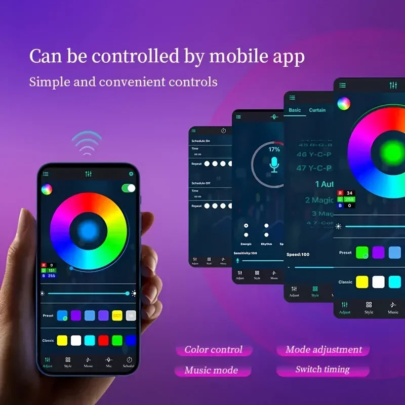 Tira LED RGBIC con App Bluetooth y Sincronización Musical – Impermeable
