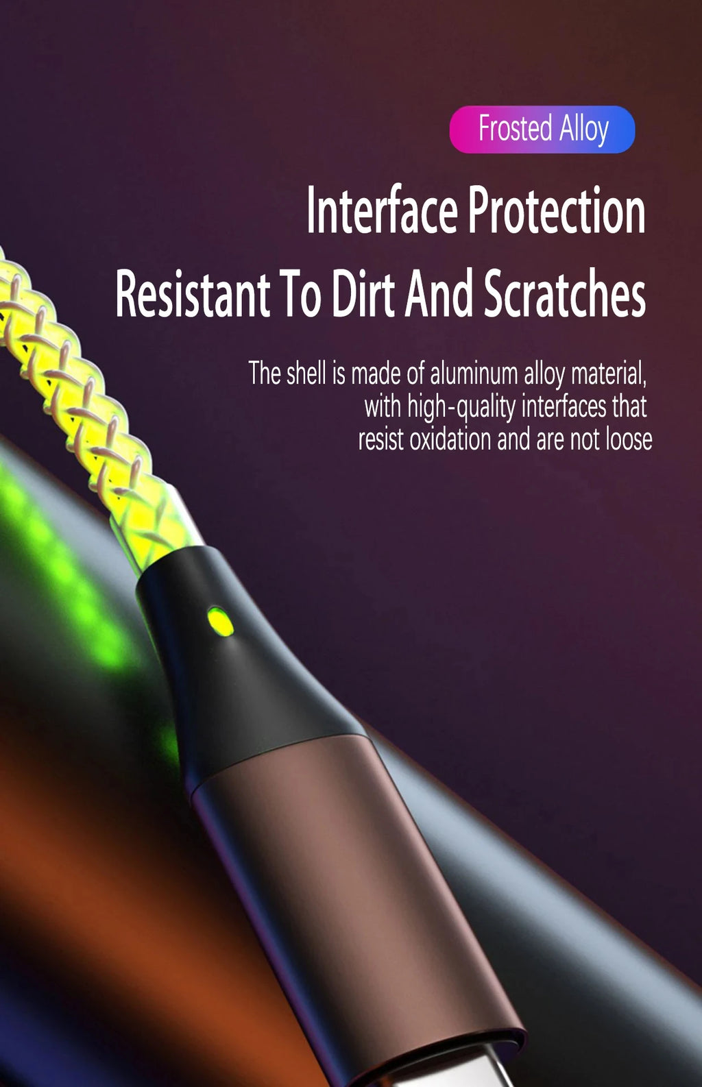 Cable de Carga Rápida 6A 3‑en‑1 con Luz RGB – USB‑C / Micro USB / iPhone (1.2m)